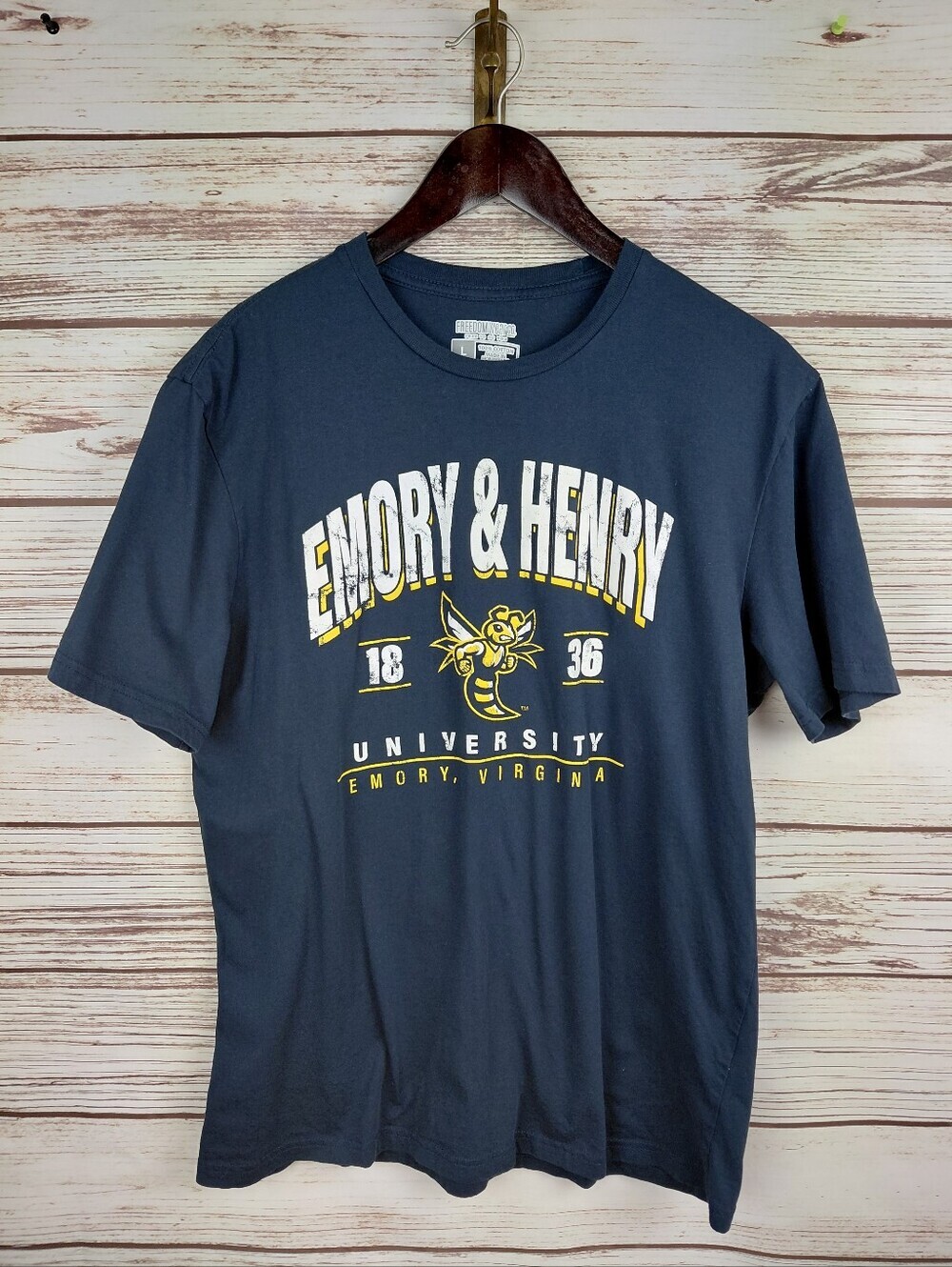 Emory & Henry E&H University Wasps Large Short Sleeve Tee T-Shirt Top